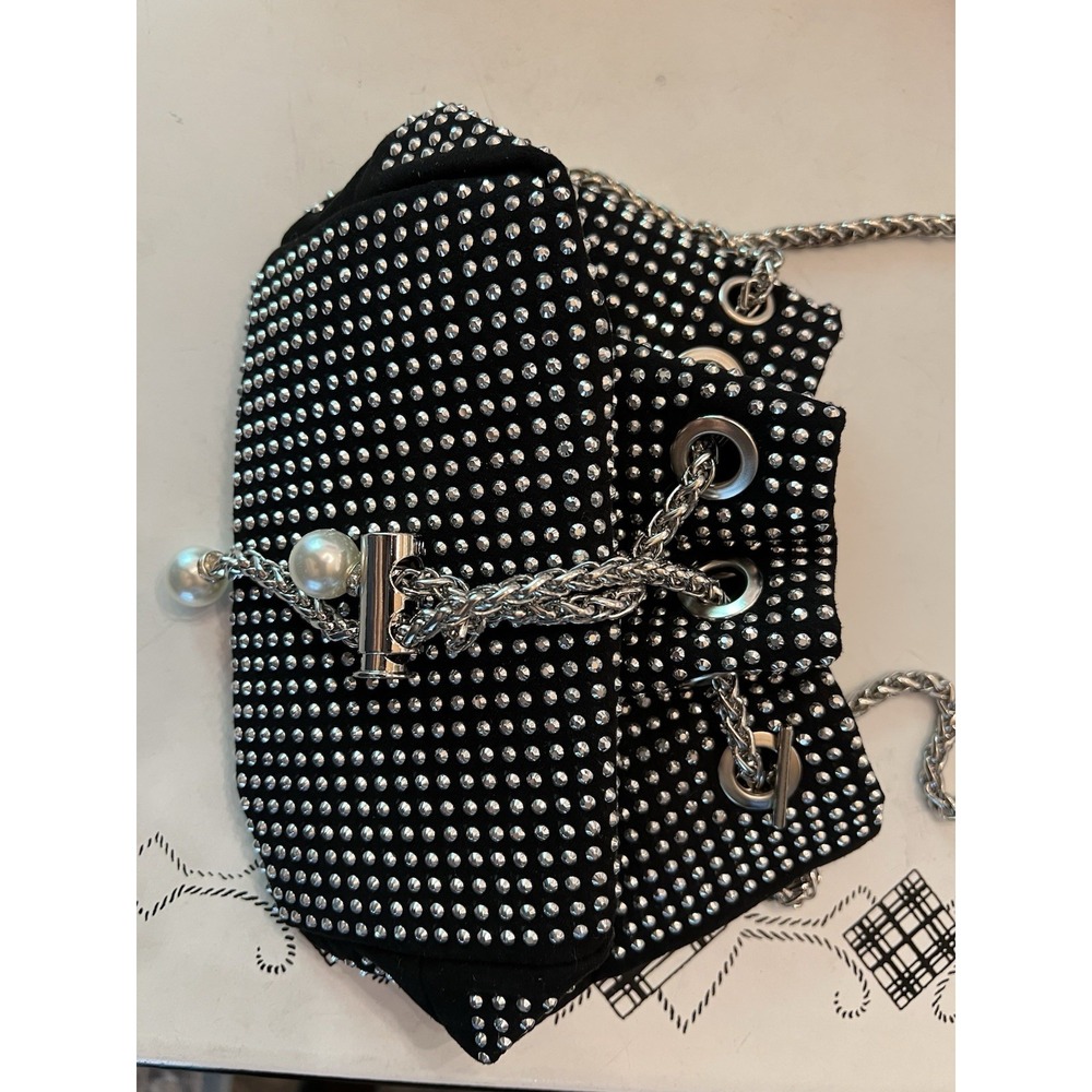 Sparkling Rhinestone Crossbody Bag Drawstring Bucket Purse for Women